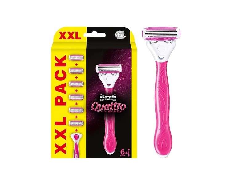 WK Quattro for Women XXL Razor with 6 Cartridges