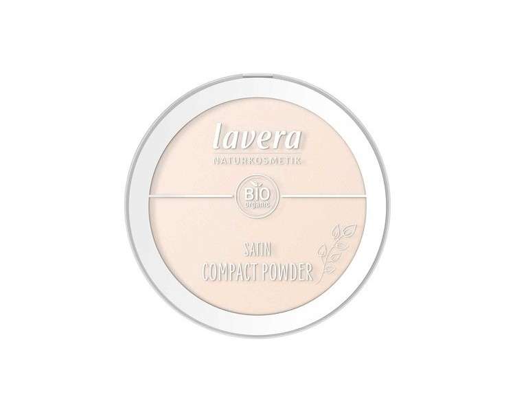 lavera Satin Compact Powder Light 01 Nude with Organic Almond Oil and Rice Powder Vegan Mattifying Long-Lasting Velvety Texture 9.5g