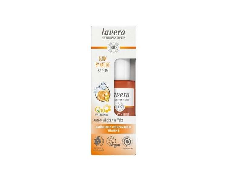 lavera GLOW BY NATURE Serum Vegan Moisturizing Anti-Aging with Q10 and Vitamin C 30ml - Orange