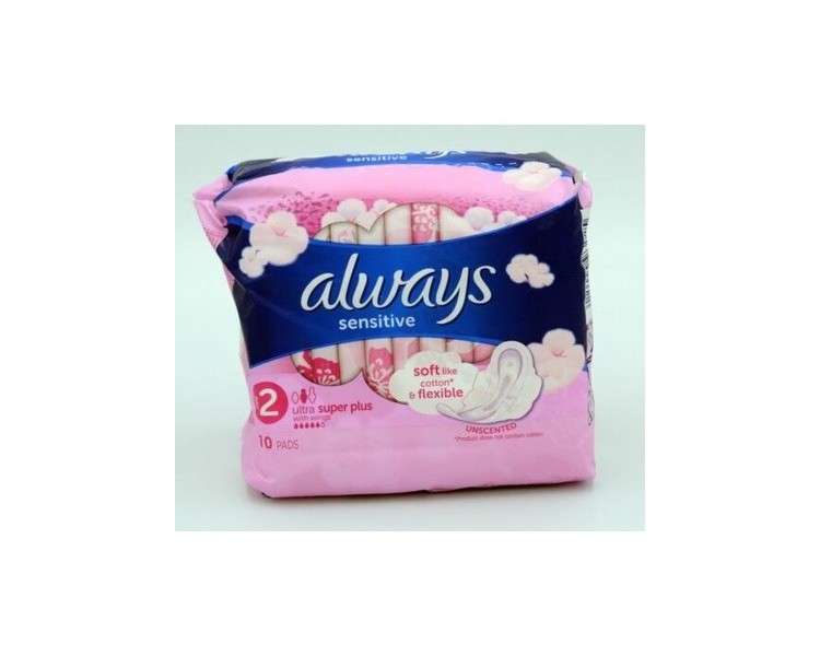 Always Ultra Sensitive Long with Wings Size 2 Feminine Pads 10 Count