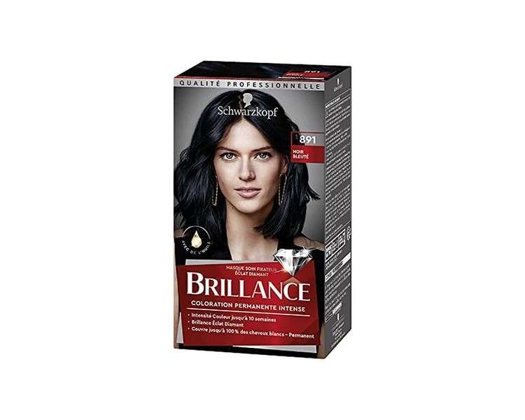 Schwarzkopf Brillance Intense Permanent Hair Color with Oil - 891 Night Blue Black - Covers 100% of Gray Hair - 1 Unit