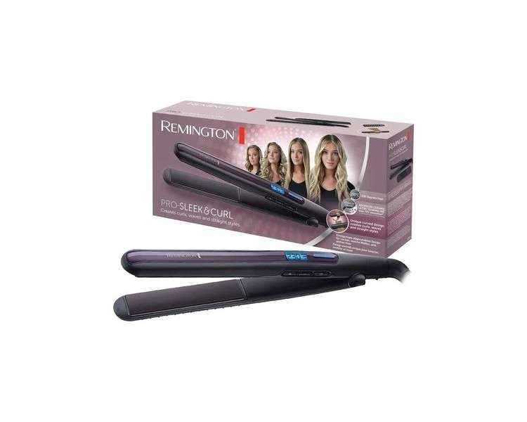 Remington Pro Sleek & Curl Hair Straightener with Rounded Design and Ultra-Tourmaline Ceramic Coating LCD Display 150-230°C - Single