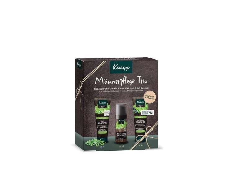 Kneipp Men's Care Trio Gift Set - Intensive Moisture Face Cream (50ml), Face & Beard Wash Gel (75ml) & Shower Ready (75ml)