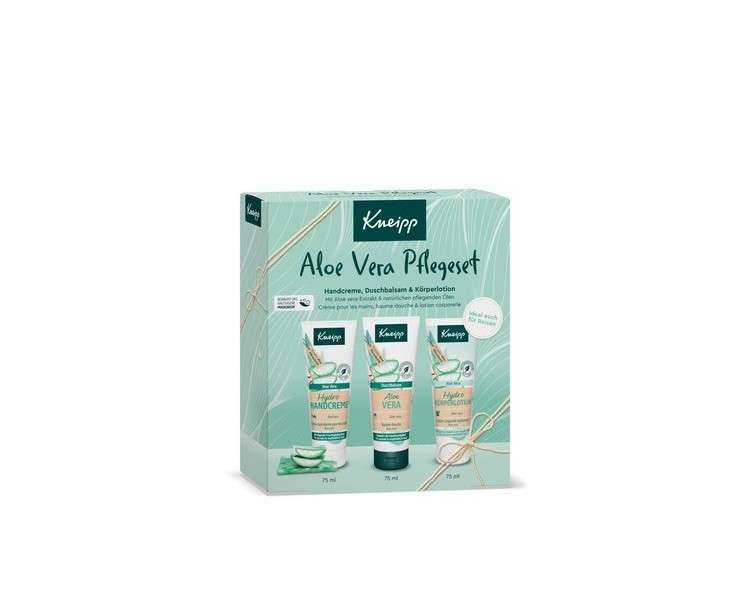 Kneipp Aloe Vera Care Set Moisturizing, Soothing and Intensively Nourishing - Travel Size Gift Pack with Three Products: Shower Balm, Hydro Hand Cream and Body Lotion