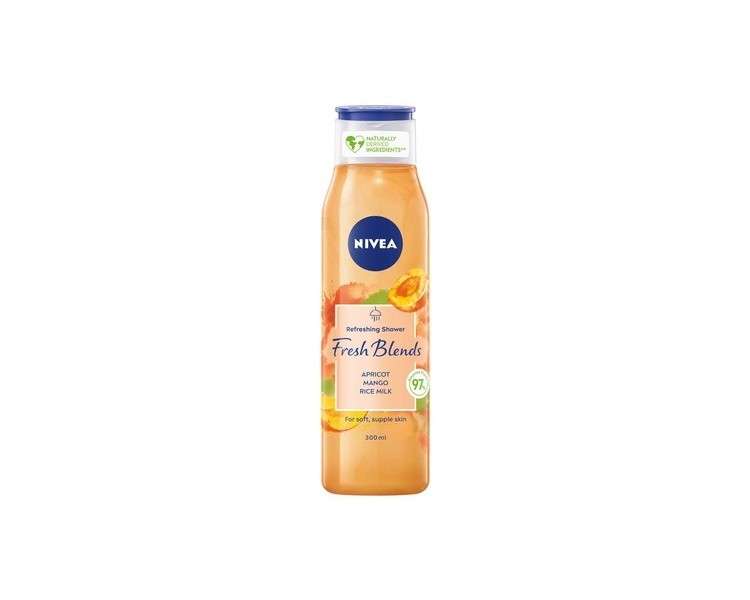 Nivea Fresh Blends Apricot 300ml Environmentally Friendly Vegan Mango and Rice Milk Shower Gel for Women