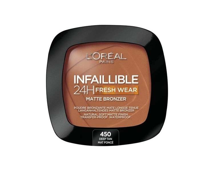 L'Oréal Paris Soft Matte Bronzer Longwear Matte Finish Waterproof and Transfer-proof Infallible 24H 400 450 Deep Tan