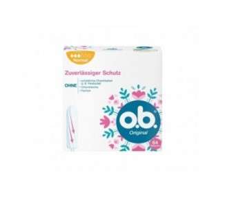 o.b. Original Normal Tampons with StayDry Technology and Curved Grooves 64 Count