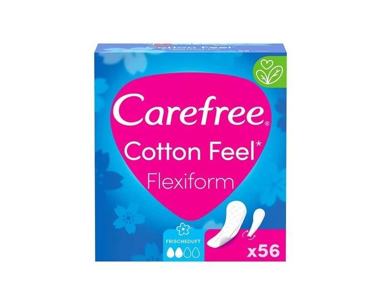 Carefree Cotton Feel Flexiform Panty Liners with Fresh Scent - Normal Size 56 Count