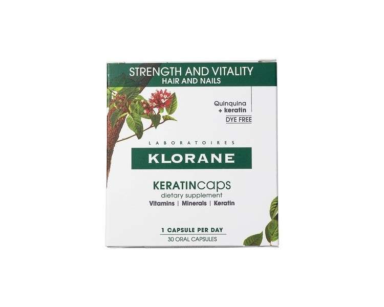 Klorane KERATINcaps Dietary Supplements with Biotin, Quinine, and B Vitamins for Thicker, Stronger Hair and Nails