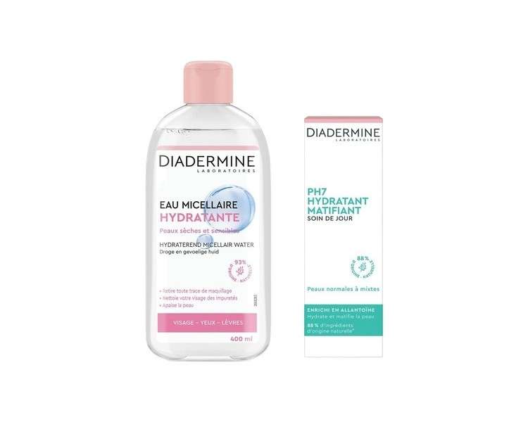 Diadermine Hydrating Micellar Water and Moisturizing Mattifying Day Cream Face Routine