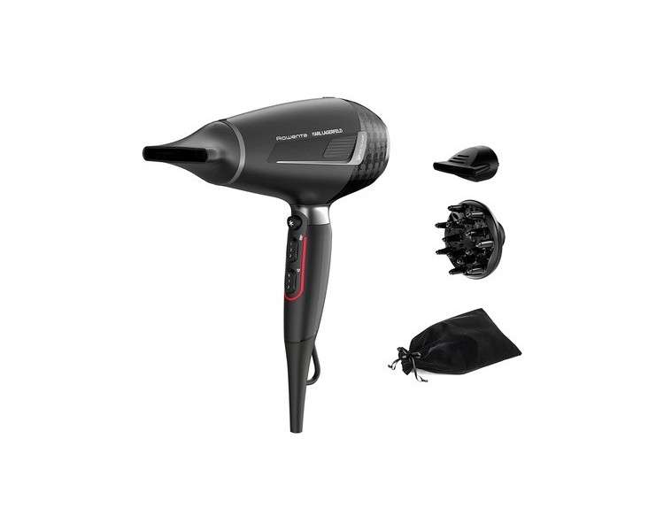 Rowenta x Karl Lagerfeld CV888L K/Pro Stylist Hair Dryer 2200W AC Motor Ionic Shine - Black/Red