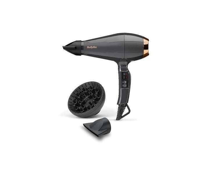 BaByliss Italian Air Pro 2200 Gray AC Motor Hair Dryer with Ion Technology 6719DE