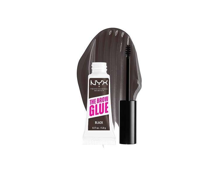 NYX Professional Makeup The Brow Glue Extreme Hold Tinted Eyebrow Gel Black 0.17 Fl Oz