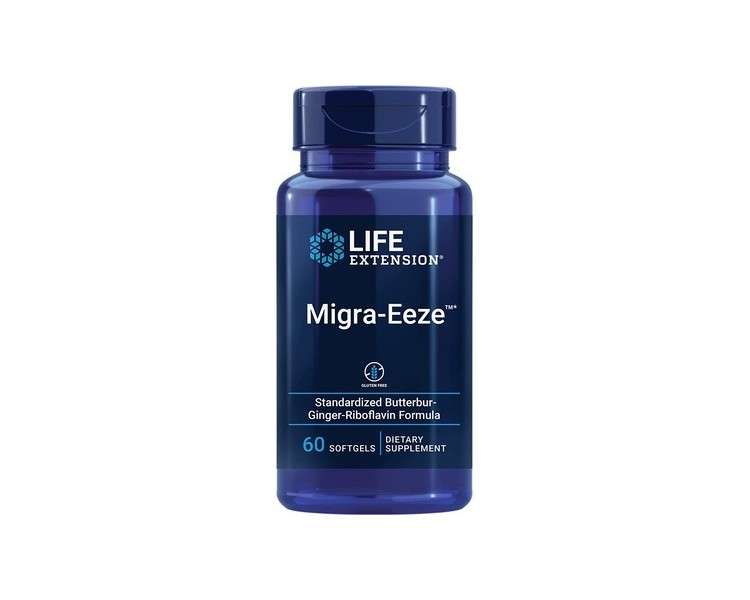 Life Extension Migra-Eeze Butterbur Root Extract with Vitamin B2 & Ginger Supplement 60 Softgels