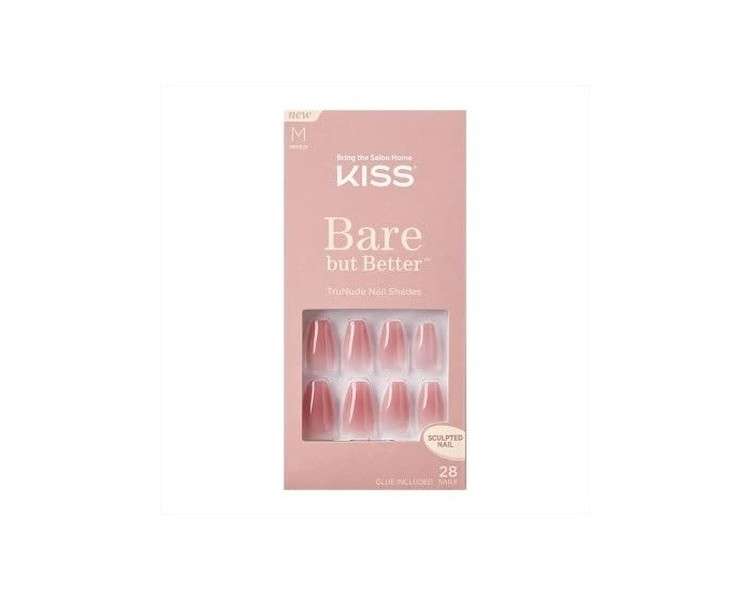 KISS Bare But Better TruNude Fake Nails Nude Nail Shades Manicure Set 28 Split-Resistant, Smudge-Proof Nails for Gluing