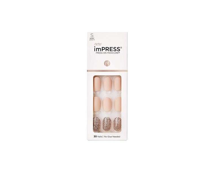 KISS imPRESS Press-On Manicure Evanesis Short Square with PureFit Technology - 30 False Nails