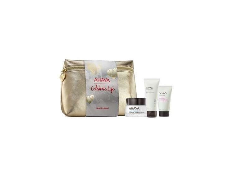 AHAVA Mad For Mud Set with Essential Day Moisturizer, Purifying Mud Mask, and Mineral Hand Cream