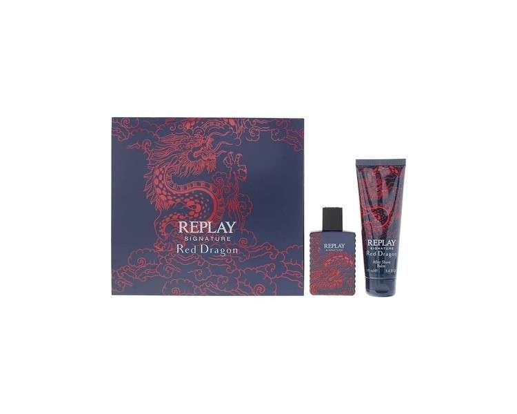 Replay Signature Red Dragon For Man Gift Set Eau De Toilette 50ml Aftershave 100ml