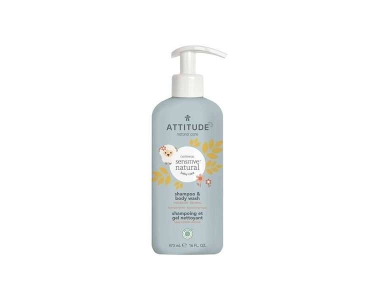 ATTITUDE 2-in-1 Shampoo and Body Wash for Baby Hypoallergenic Plant and Mineral Based Ingredients 16 Fl Oz