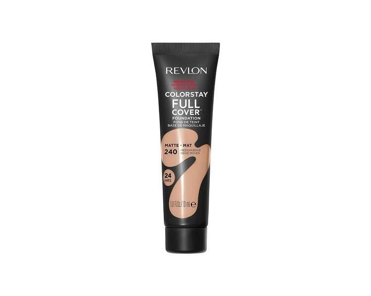 Revlon ColorStay Full Cover Longwear Matte Foundation Heat & Sweat Resistant Medium Beige 30ml