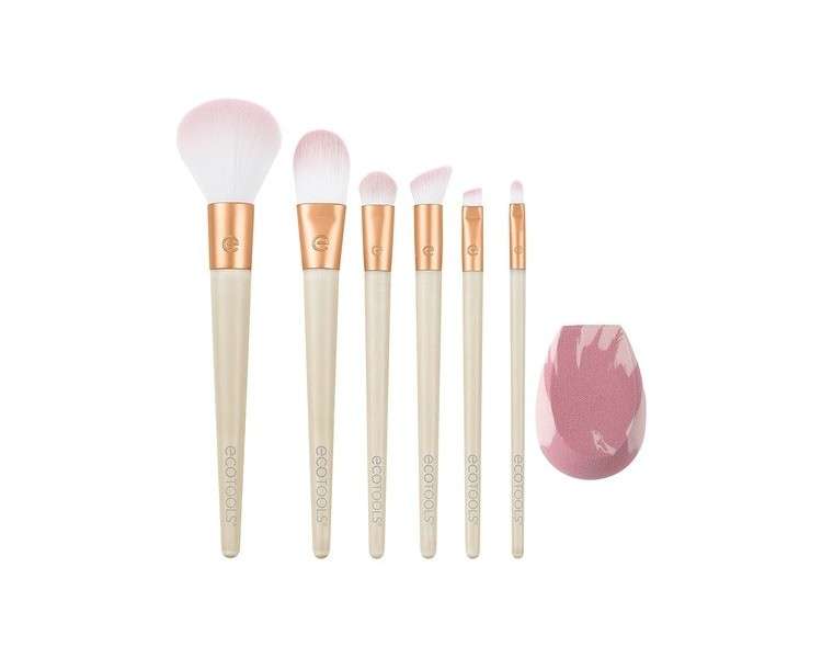 EcoTools Wrapped In Glow Makeup Brush & Sponge Kit 7 Piece Gift Set Cream