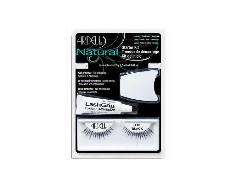 Ardell Natural Lash Starter Kit 116 Black Eyelash with Waterproof Adhesive