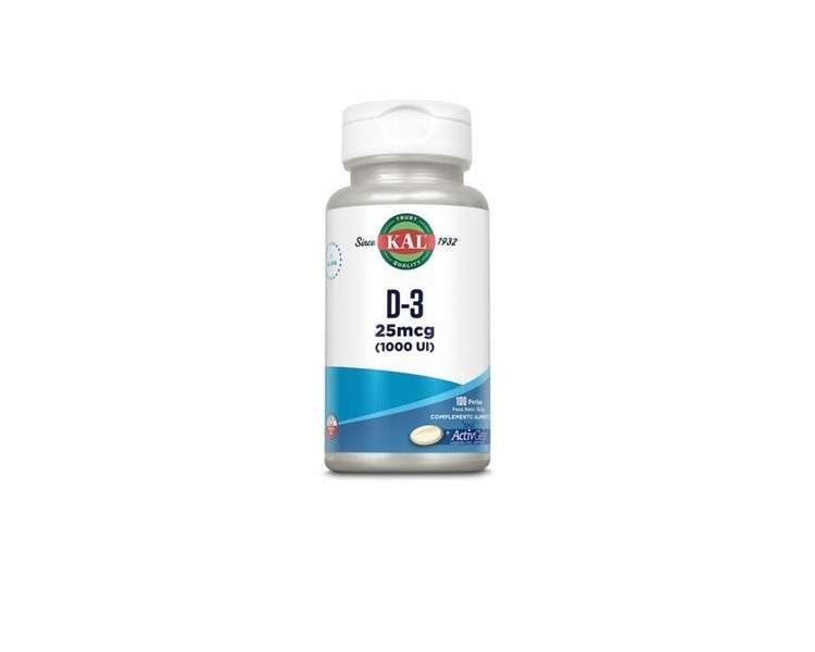 Kal Unisex D-3 25mcg (1000 UI) Nutrition Supplement 100 Activgel Pearls