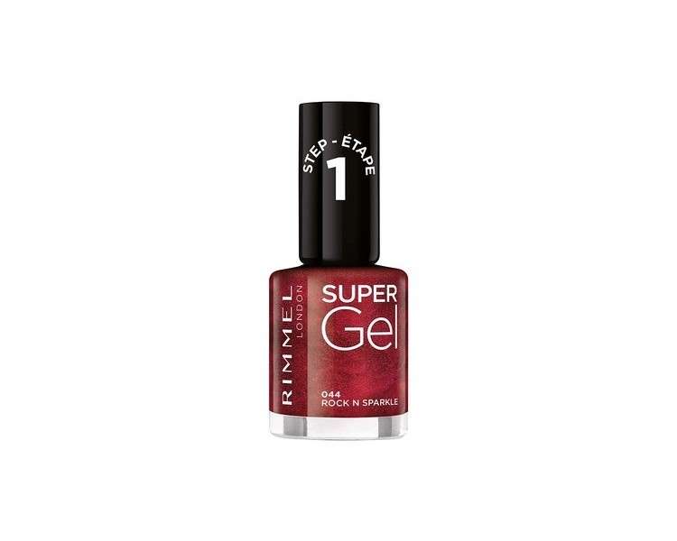 Rimmel London SuperGel Nail Polish - 044 Rock N Sparkle Dark Red