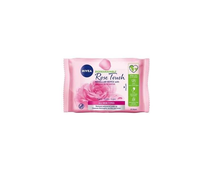 Nivea Rose Touch Micellar Wipes With Organic Rose Water 25pc