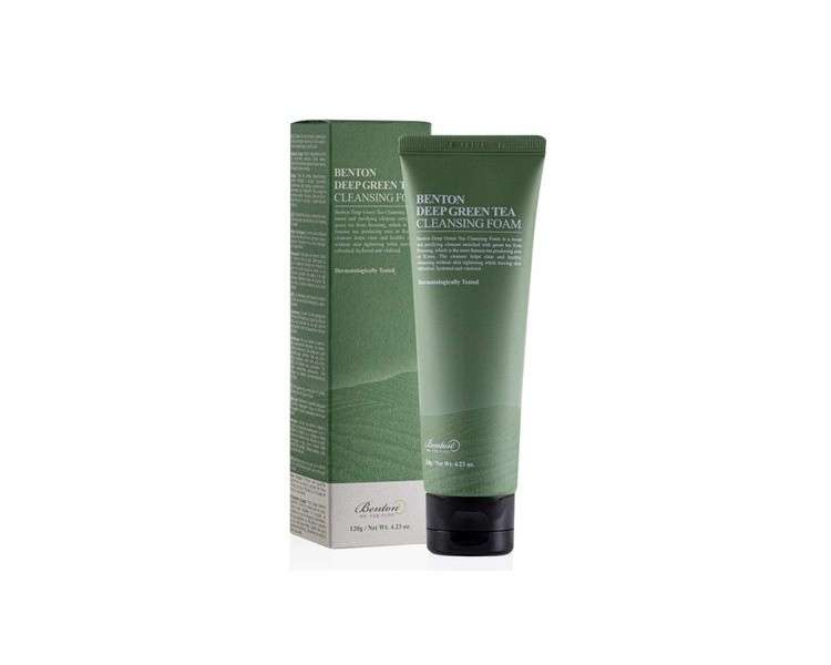 BENTON Deep Green Tea Cleansing Foam 120g - Pore Tightening and Cleansing Face Cleanser for Oily and Sensitive Skin