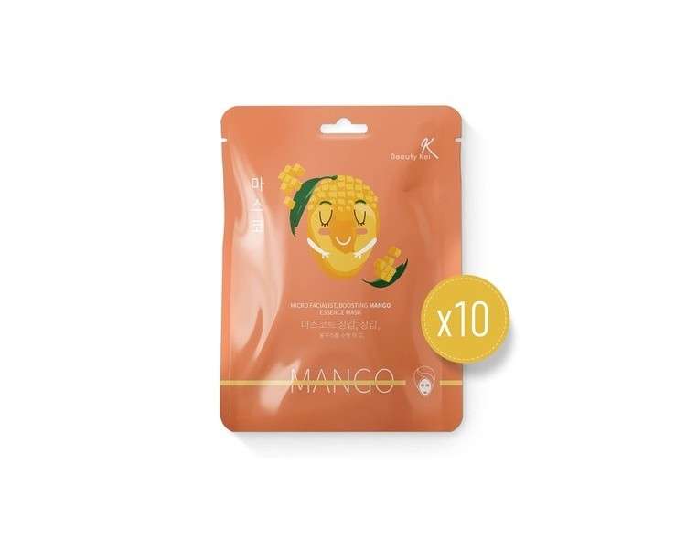 Mango Sheet Mask Beauty Mask Rich Essence for Radiant Youthful Skin Vitamins A and C Natural Antioxidants for Firmness Smooth Pure Complexion - Set of 10 Mango Essence