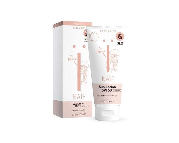 Naïf Natural Fragrance-Free Sunscreen Lotion for Babies & Children SPF50 200ml