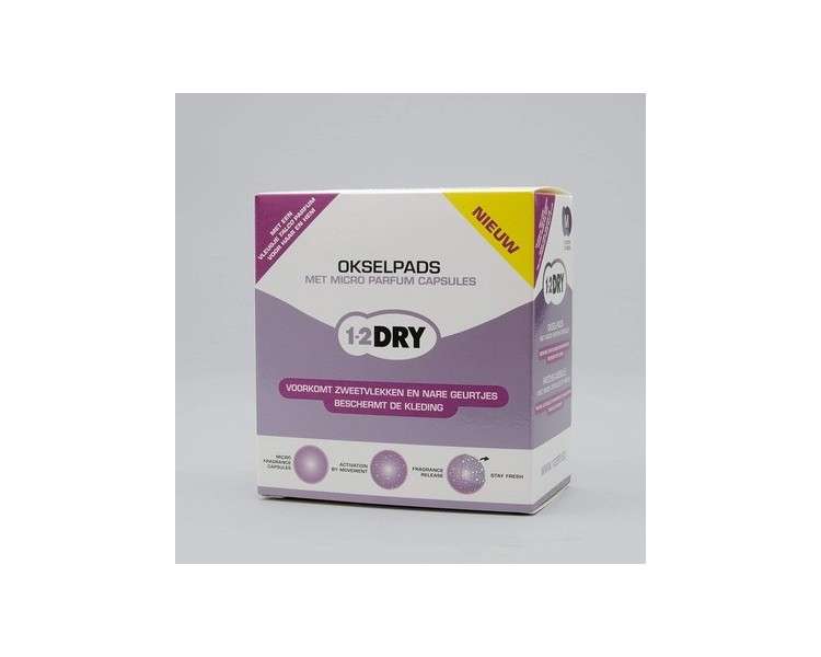 1-2DRY Anti-Transpirant Underarm Pads with Talc Capsules - Medium White - Pack of 12