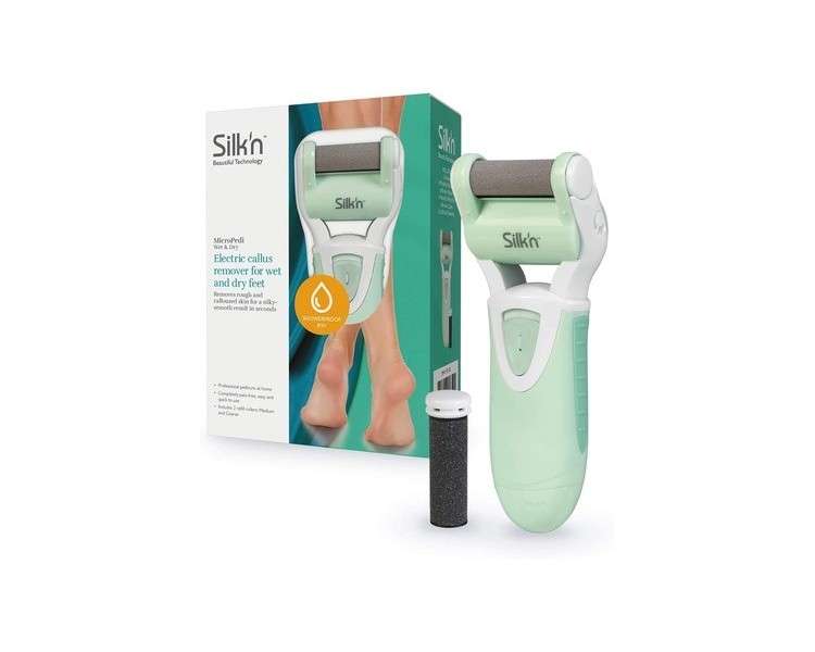 Silk'n Callus Remover Battery Operated with 2 Treatment Rollers Medium and Coarse MicroPedi Wet & Dry