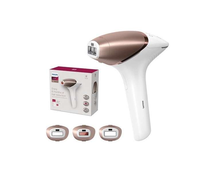 Philips Lumea IPL Hair Removal 9000 Series - Wireless, Light-Based Hair Removal for Long-Lasting Smooth Skin - Includes 3 Attachments for Body, Face, Precision - Rose BRI955