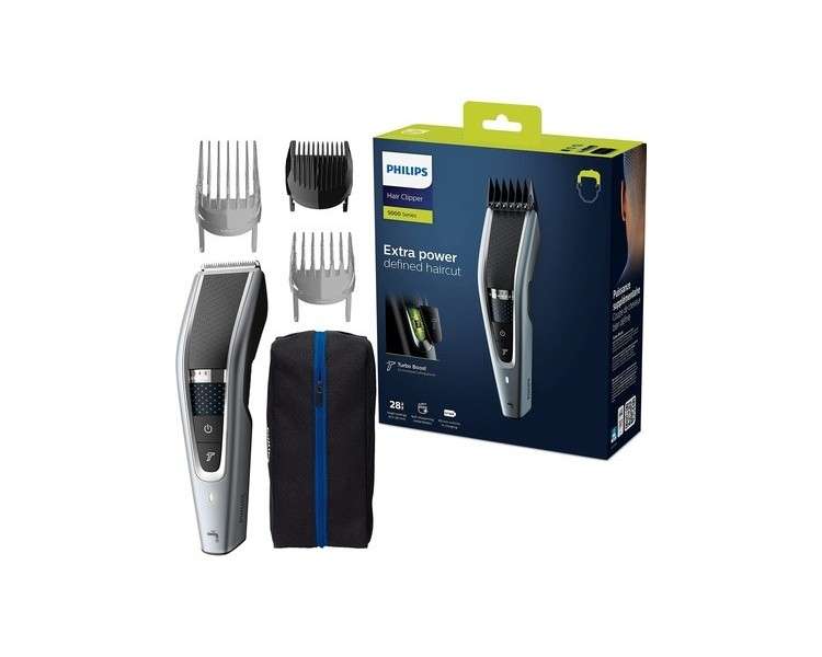 Philips 5000 Series, Washable Hair Clipper, 3 Comb Attachments Black, Silver