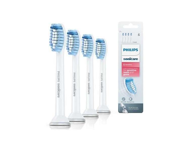 Philips Sonicare Original S Sensitive Standard Sonic Toothbrush Heads 4 Pack White Model HX6054/07