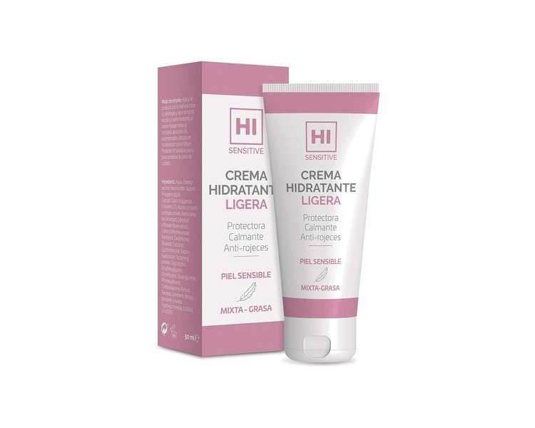 HI Sensitive Light Moisturizing Cream for Sensitive Combination and Oily Skin Protective Soothing and Anti Redness Cream for Face Neck and Cleavage