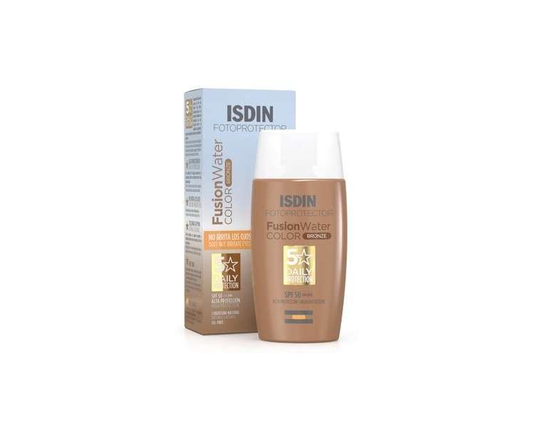 ISDIN Fusion Water Color SPF 50 Tinted Daily Face Sunscreen Bronze 50ml