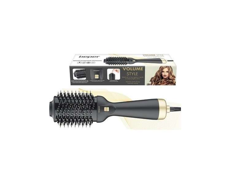 BEPER P301PIS100 Hair Dryer and Volumizer Hot Air Brush 1300W Black/Gold