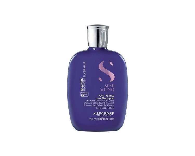 Alfaparf Milano Semi di Lino Blonde Anti-Yellow Low Shampoo for Blonde Platinum and Silver Hair - Sulfate Free Purple Shampoo - Corrects Brassiness