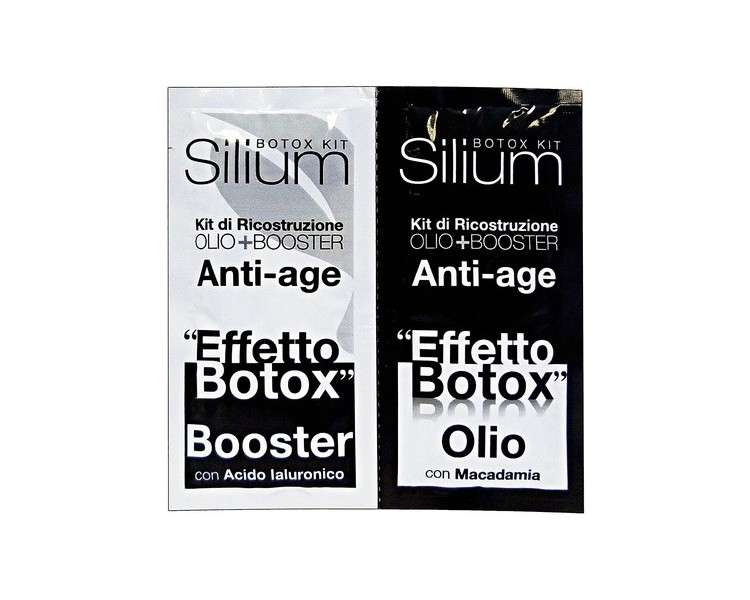 Silium Botox Effect Kit + Oil Booster Anti-Aging Hair Repair Treatment with Macadamia and Hyaluronic Acid 2 Sachets 12ml