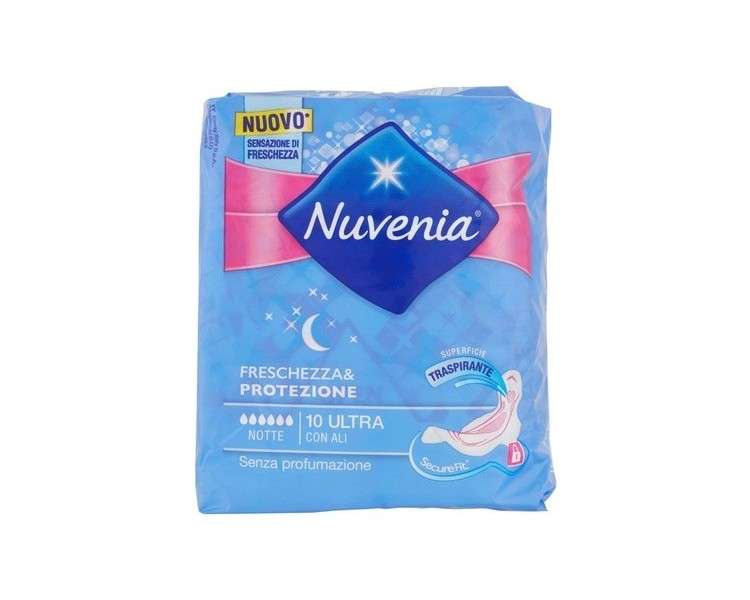 Nuvenia Ultra Thin Nighttime Women's Pads with SecureFit Wings - 10 Count