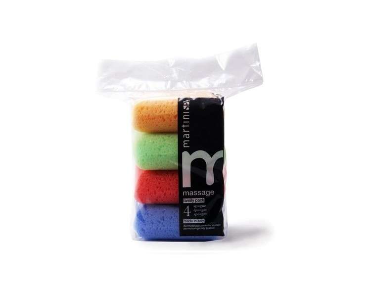 MartiniSPA Coloured Massage Soft Square Sponges Family Size 37g - Pack of 4