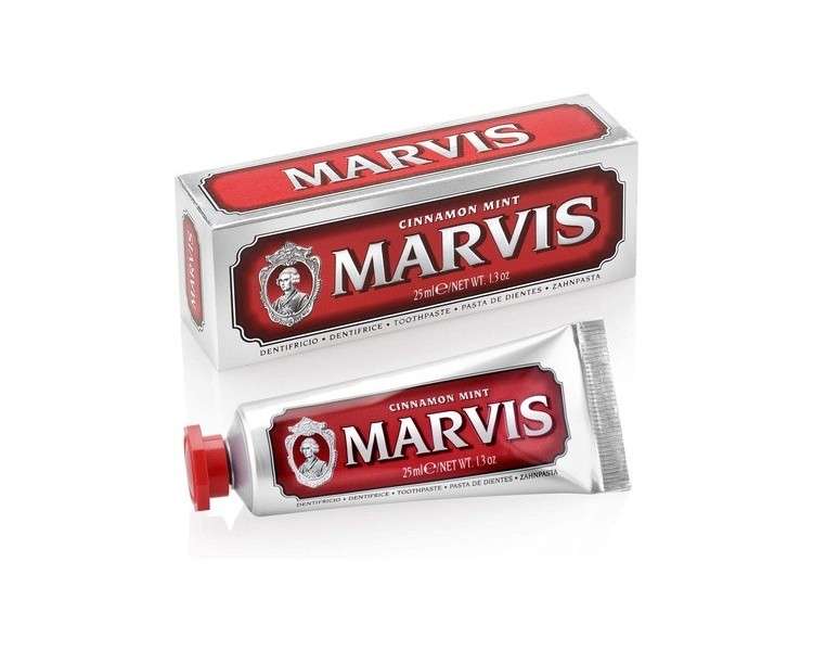 MARVIS Cinnamon Mint Toothpaste 25ml - Removes Plaque and Stubborn Stains - Travel Size