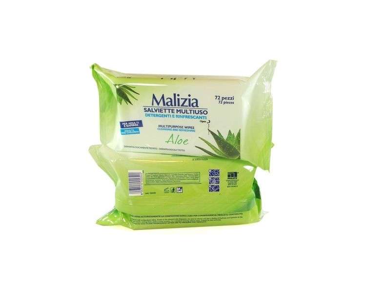 MALIZIA All-Purpose Wet Wipes with Aloe 72 Count