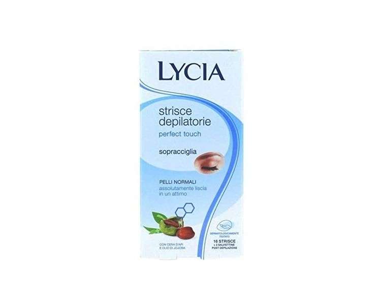 Lycia Perfect Touch Eyebrow Wax Strips 16 Strips with 2 Wipes