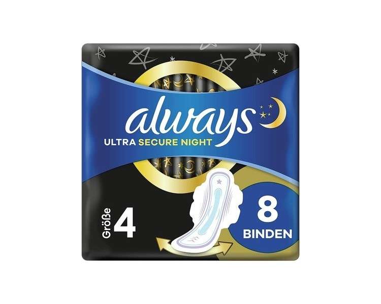 Always Ultra Secure Night Size 4 with Wings Big Pack 8 Pads