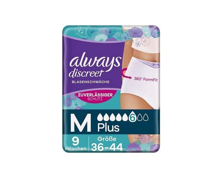 Always Discreet Incontinence Pants for Women Size M Plus - Pack of 9