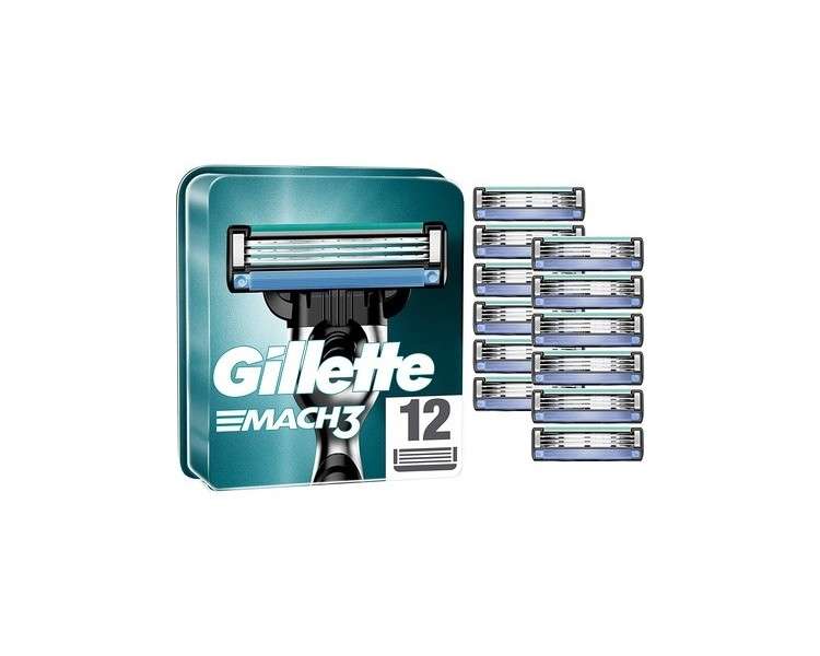 Gillette Mach3 Men's Razor Blades with Precision Trimmer 12 Refill Blades New